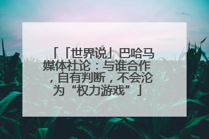 「世界说」巴哈马媒体社论：与谁合作，自有判断，不会沦为“权力游戏”