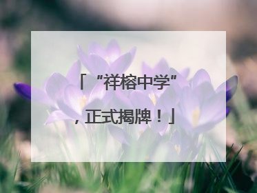 “祥榕中学”，正式揭牌！