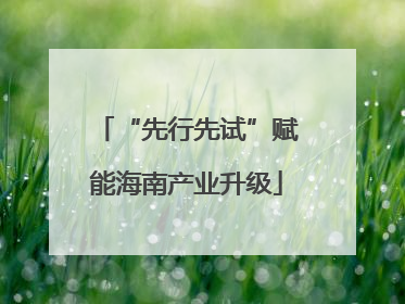 “先行先试”赋能海南产业升级