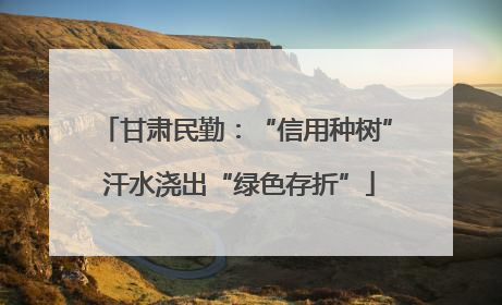 甘肃民勤：“信用种树” 汗水浇出“绿色存折”