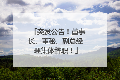 突发公告！董事长、董秘、副总经理集体辞职！