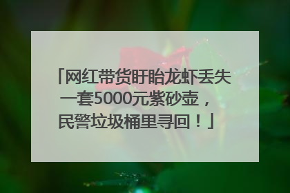 网红带货盱眙龙虾丢失一套5000元紫砂壶，民警垃圾桶里寻回！