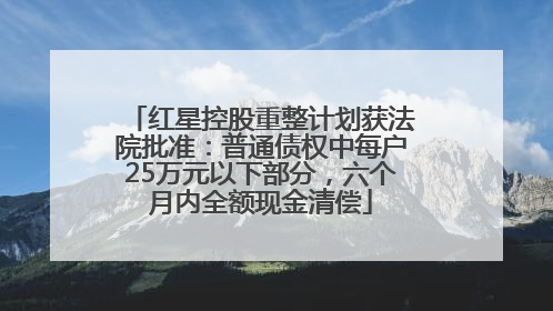 红星控股重整计划获法院批准：普通债权中每户25万元以下部分，六个月内全额现金清偿