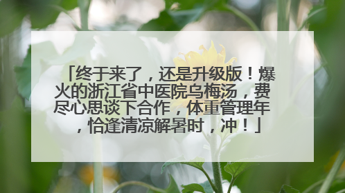 终于来了，还是升级版！爆火的浙江省中医院乌梅汤，费尽心思谈下合作，体重管理年，恰逢清凉解暑时，冲！