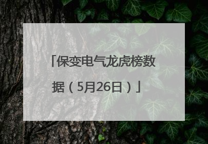保变电气龙虎榜数据（5月26日）