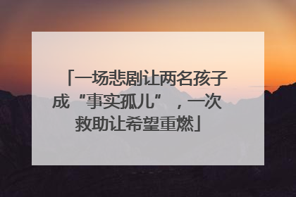 一场悲剧让两名孩子成“事实孤儿”，一次救助让希望重燃