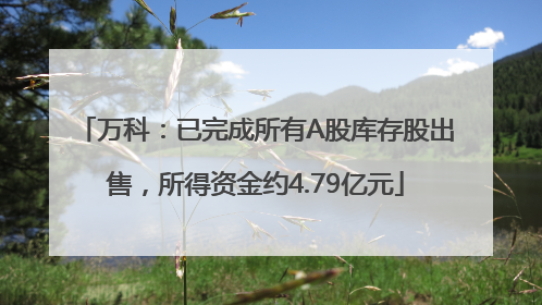 万科：已完成所有A股库存股出售，所得资金约4.79亿元