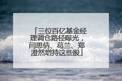 三位百亿基金经理调仓路径曝光，闫思倩、葛兰、郑澄然增持这些股