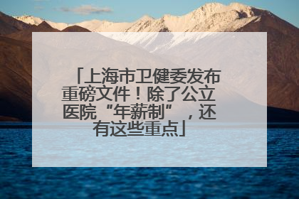 上海市卫健委发布重磅文件！除了公立医院“年薪制”，还有这些重点