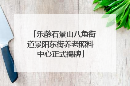 乐龄石景山八角街道景阳东街养老照料中心正式揭牌