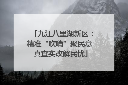 九江八里湖新区：精准“吹哨”聚民意 真查实改解民忧