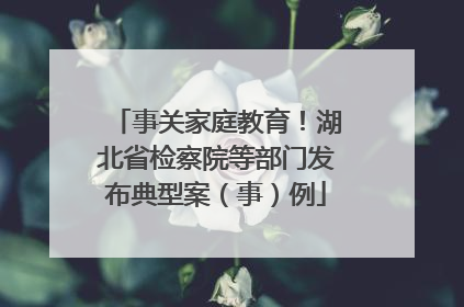 事关家庭教育！湖北省检察院等部门发布典型案（事）例