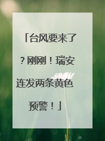 台风要来了？刚刚！瑞安连发两条黄色预警！
