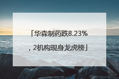 华森制药跌8.23%，2机构现身龙虎榜