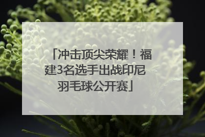 冲击顶尖荣耀！福建3名选手出战印尼羽毛球公开赛