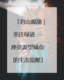 君山观潮｜枣庄绿迹 一座资源型城市的生态觉醒