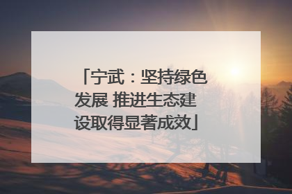 宁武：坚持绿色发展 推进生态建设取得显著成效