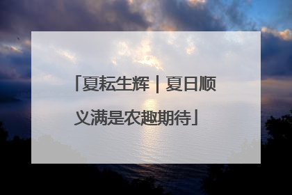 夏耘生辉｜夏日顺义满是农趣期待