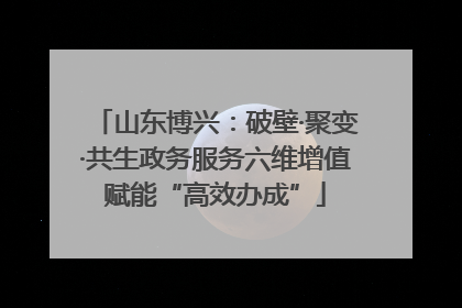 山东博兴：破壁·聚变·共生政务服务六维增值赋能“高效办成”