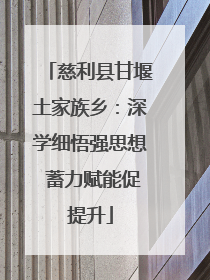 慈利县甘堰土家族乡：深学细悟强思想 蓄力赋能促提升