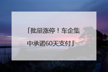 批量涨停！车企集中承诺60天支付