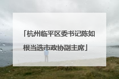 杭州临平区委书记陈如根当选市政协副主席