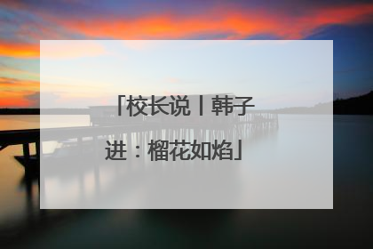 校长说丨韩子进：榴花如焰