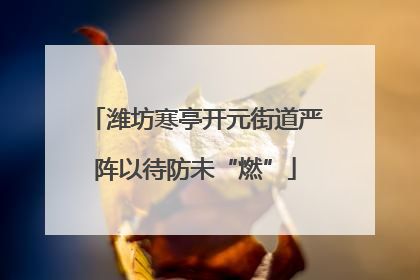 潍坊寒亭开元街道严阵以待防未“燃”