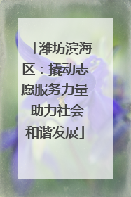 潍坊滨海区：撬动志愿服务力量 助力社会和谐发展