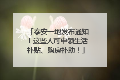泰安一地发布通知！这些人可申领生活补贴、购房补助！
