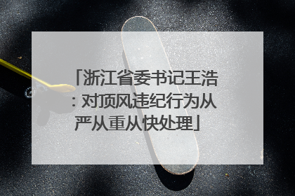 浙江省委书记王浩：对顶风违纪行为从严从重从快处理