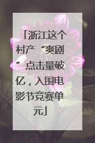 浙江这个村产“爽剧”点击量破亿，入围电影节竞赛单元