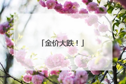 金价大跌！