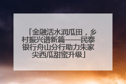 金融活水润瓜田，乡村振兴谱新篇——民泰银行舟山分行助力朱家尖西瓜甜蜜升级