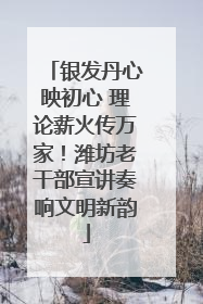 银发丹心映初心 理论薪火传万家！潍坊老干部宣讲奏响文明新韵