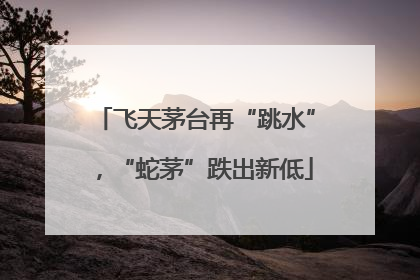 飞天茅台再“跳水”，“蛇茅”跌出新低