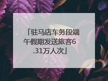 驻马店车务段端午假期发送旅客6.31万人次