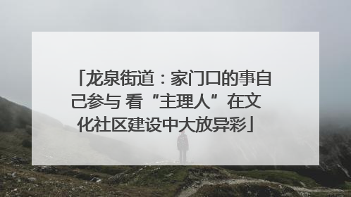 龙泉街道：家门口的事自己参与 看“主理人”在文化社区建设中大放异彩