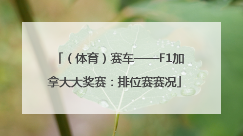 （体育）赛车——F1加拿大大奖赛：排位赛赛况