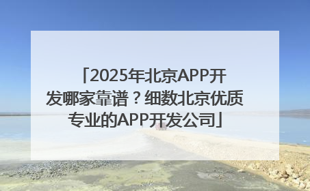 2025年北京APP开发哪家靠谱？细数北京优质专业的APP开发公司