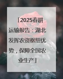2025春耕运输报告：湖北发挥农资枢纽优势，保障全国农业生产